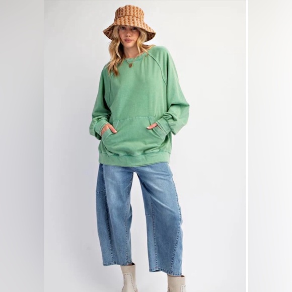 NWT Easel Casually Perfect Mineral Washed Terry Knit Pullover Top - Picture 2 of 10